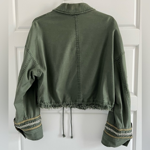 Free People Extreme Cropped Studded Embellished Military Jacket Size Small Boho - Picture 9 of 16